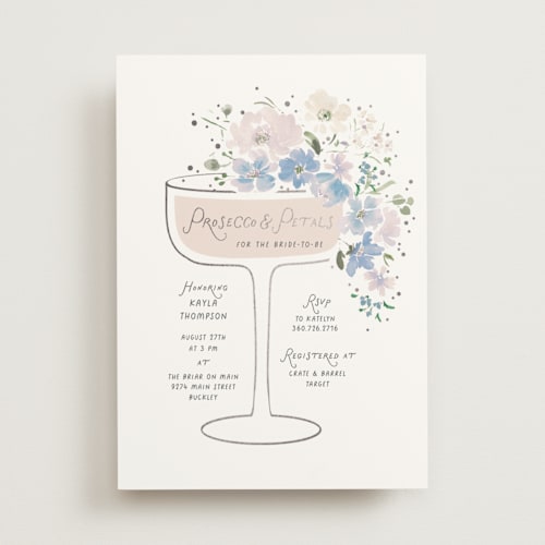 This is a bluebell bridal shower invitations with foil pressed by Itsy Belle Studio called prosecco & petals printing on signature in standard