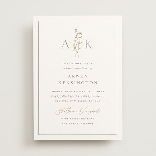 This is a chiffon bridal shower invitations with foil pressed by chocomocacino called kouignette printing on signature in standard