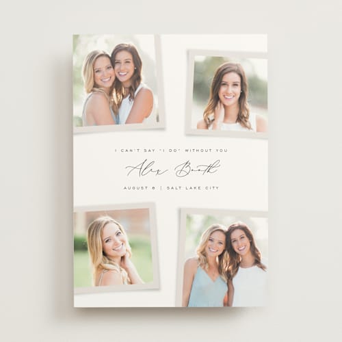 This is a eggshell will you be my bridesmaid cards with standard by Michelle Taylor called gallery collection printing on signature in standard