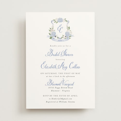 This is a periwinkle bridal shower invitations with standard by Design Lotus called sweethearts printing on signature in standard