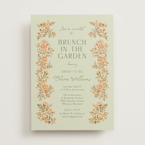 This is a meadow bridal shower invitations with standard by Paola Benenati called in the garden printing on signature in standard