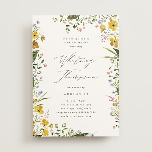 This is a sunshine bridal shower invitations with standard by Kate Ahn called briar printing on signature in standard
