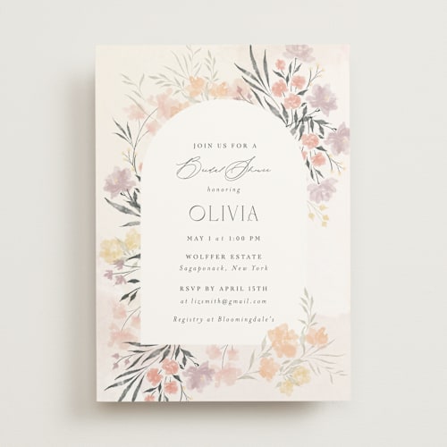 This is a blush bridal shower invitations with standard by Nicoletta Savod called spring blossom printing on signature in standard