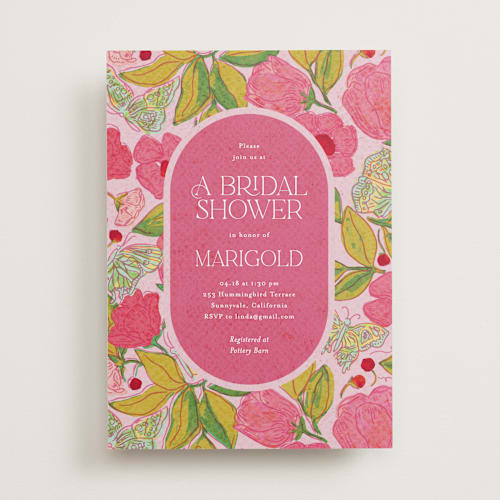 This is a carnation bridal shower invitations with standard by Simona Camp called vintage garden printing on signature in standard