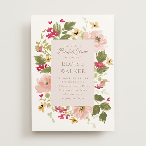 This is a carnation bridal shower invitations with standard by Everett Paper Goods called felicity printing on signature in standard