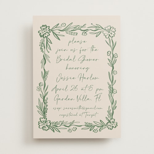 This is a meadow bridal shower invitations with standard by Petra Kern called doodled printing on signature in standard