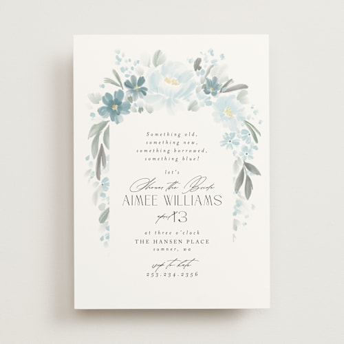 This is a bluebelle bridal shower invitations with standard by Itsy Belle Studio called something blue printing on signature in standard
