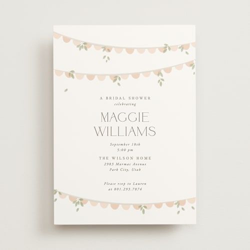 This is a blush bridal shower invitations with standard by Robert and Stella called scallops printing on signature in standard