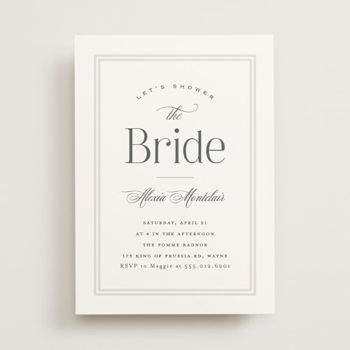 This is a obsidian bridal shower invitations with standard by Carolyn MacLaren called traditions printing on signature in standard