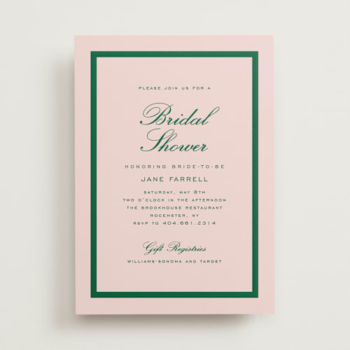 This is a bubblegum bridal shower invitations with standard by Stacey Meacham called prep club printing on signature in standard