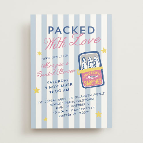 This is a sky bridal shower invitations with standard by Cass Loh called packed with love printing on signature in standard