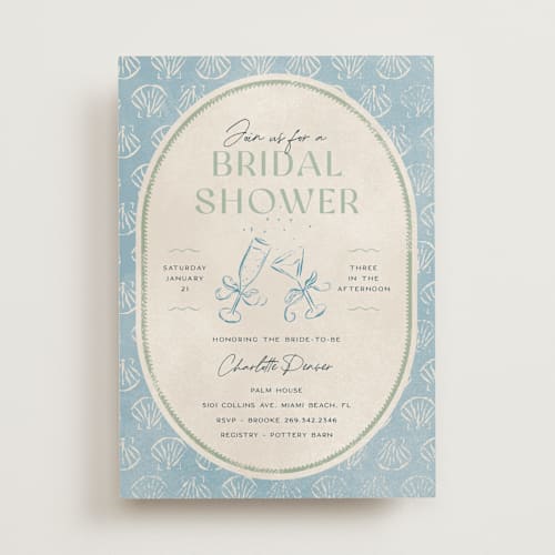 This is a frond bridal shower invitations with standard by Pixel and Hank called coastal drift printing on signature in standard