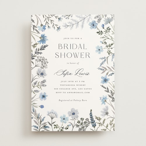 This is a azure bridal shower invitations with standard by Yaling Hou Suzuki called the conservatory printing on signature in standard
