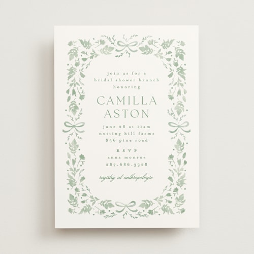 This is a leaf bridal shower invitations with standard by Kristie Kern called emmaline printing on signature in standard