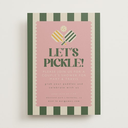 This is a avocado bridal shower invitations with standard by Vera Lim called vintage pickle printing on signature in standard