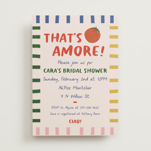 This is a capri bridal shower invitations with standard by Julia Starr called buon appetito! printing on signature in standard