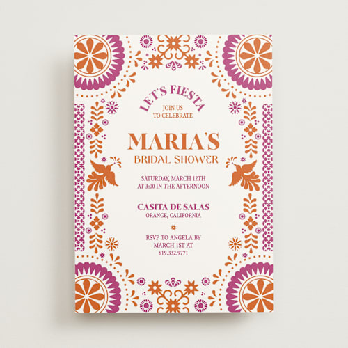 This is a gumdrop bridal shower invitations with standard by Eva Tadros called let's fiesta printing on signature in standard