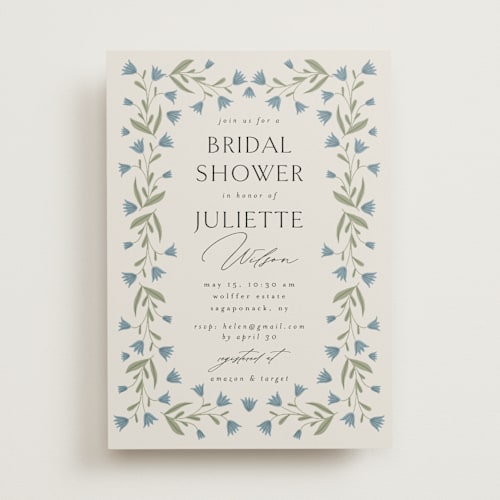 This is a bluebell bridal shower invitations with standard by Iveta Angelova called floral frame printing on signature in standard