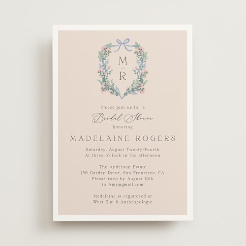 This is a creme bridal shower invitations with standard by frau brandt called bed of roses printing on signature in standard