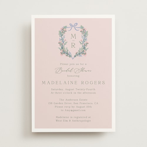 This is a rose bridal shower invitations with standard by frau brandt called bed of roses printing on signature in standard