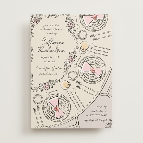 This is a champagne bridal shower invitations with standard by Ana de Sousa called gathering joy printing on signature in standard