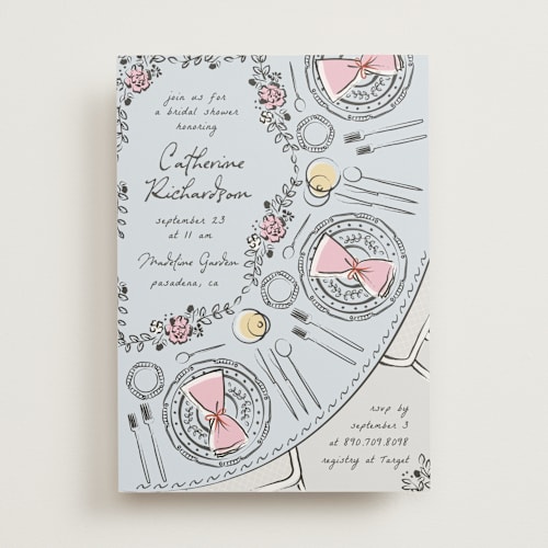 This is a lagoon bridal shower invitations with standard by Ana de Sousa called gathering joy printing on signature in standard