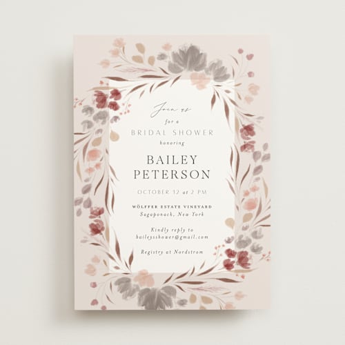 This is a maple leaf bridal shower invitations with standard by Nicoletta Savod called autumn showers printing on signature in standard