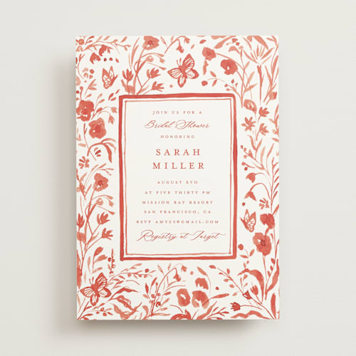 This is a scarlet bridal shower invitations with standard by Teju Reval called romantic fields printing on signature in standard