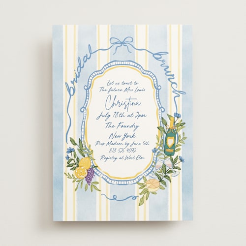 This is a blueberry bridal shower invitations with standard by Elly called lemon printing on signature in standard