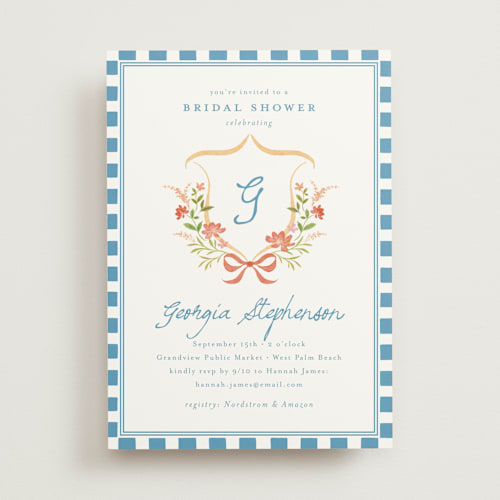This is a capri bridal shower invitations with standard by Melanie Kosuge called grandview printing on signature in standard