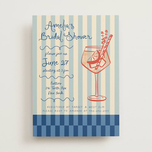 This is a seaside bridal shower invitations with standard by Jenna Holcomb called spritz printing on signature in standard