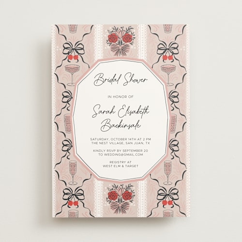 This is a pink petals bridal shower invitations with standard by Hanna Symonovych called bridal shower wallpaper printing on signature in standard