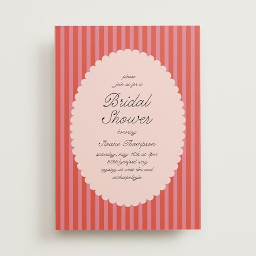 This is a strawberry bridal shower invitations with standard by Morgan Kendall called lola printing on signature in standard