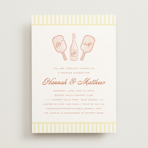 This is a citrus bridal shower invitations with standard by Ashlee Townsend called pickleball & prosecco printing on signature in standard