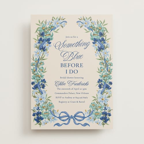 This is a bluebell bridal shower invitations with standard by Jackie Crawford called hidcote printing on signature in standard