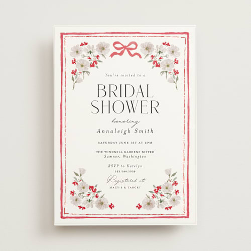 This is a holly berry bridal shower invitations with standard by Itsy Belle Studio called brianna printing on signature in standard