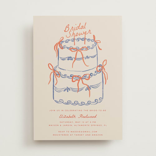 This is a rosette bridal shower invitations with standard by Vera Lim called bridalcake printing on signature in standard