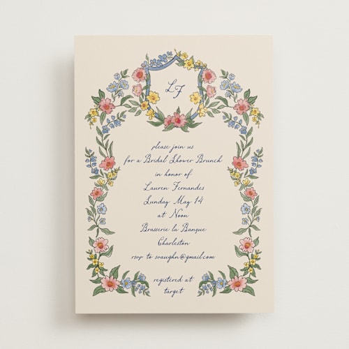 This is a cornflower bridal shower invitations with standard by Chris Griffith called a wedding in low country printing on signature in standard