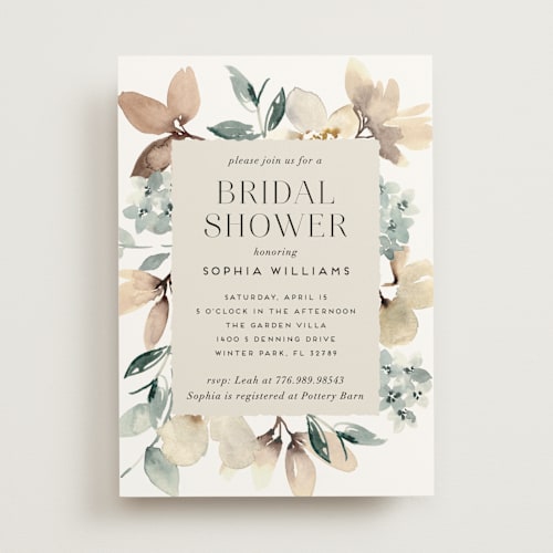 This is a dried botanicals bridal shower invitations with standard by Petra Kern called grande printing on signature in standard