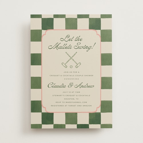 This is a verdant bridal shower invitations with standard by Vera Lim called lets croquet printing on signature in standard