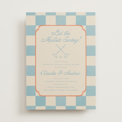 This is a sky bridal shower invitations with standard by Vera Lim called lets croquet printing on signature in standard