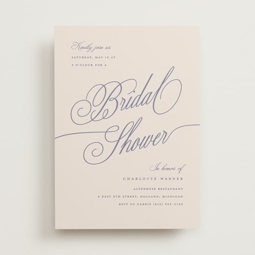 This is a luna blue bridal shower invitations with standard by Pixel and Hank called elegant moon printing on signature in standard