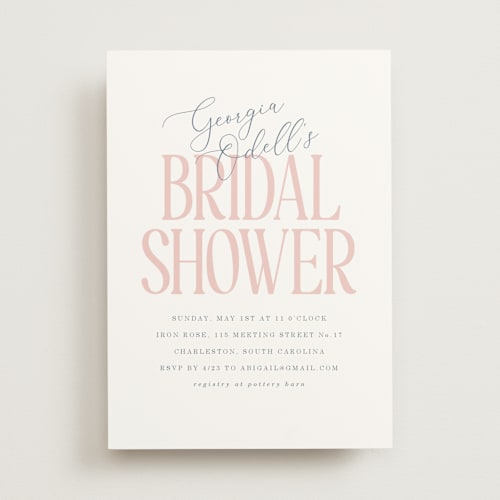 This is a peony bridal shower invitations with standard by Baumbirdy called note printing on signature in standard