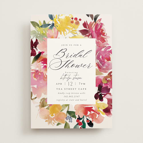 This is a petal bridal shower invitations with standard by Lori Wemple called magic flowers printing on signature in standard