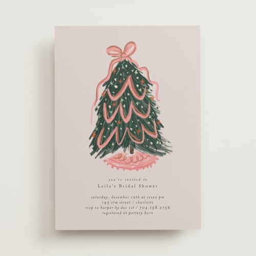 This is a peony bridal shower invitations with standard by Lori Wemple called merry christmas tree printing on signature in standard