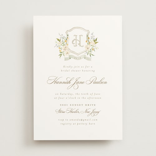 This is a chiffon bridal shower invitations with standard by Everett Paper Goods called avalon printing on signature in standard