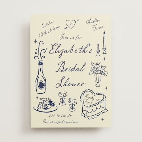 This is a midnight bridal shower invitations with standard by Helena Vitto called vintage lovers printing on signature in standard