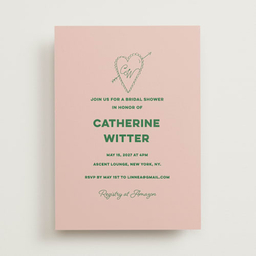 This is a avocado bridal shower invitations with standard by Helena Vitto called crazy little thing called love printing on signature in standard