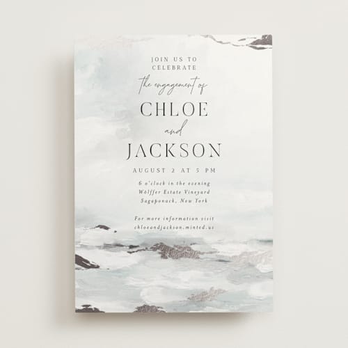 This is a fog engagement party invitations with foil pressed by Nicoletta Savod called perspective printing on signature in standard