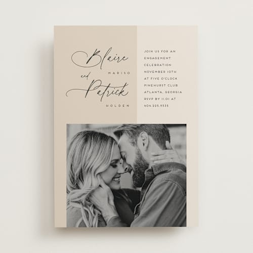 This is a parchment engagement party invitations with standard by Kaydi Bishop called by your side printing on signature in standard
